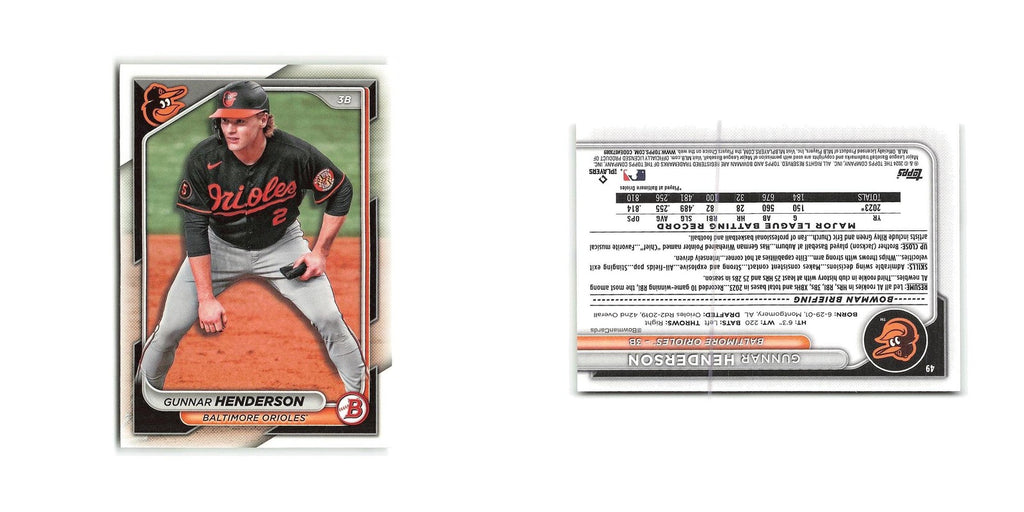 Gunnar Henderson 2024 Bowman #49 Baltimore Orioles Baseball Card NM