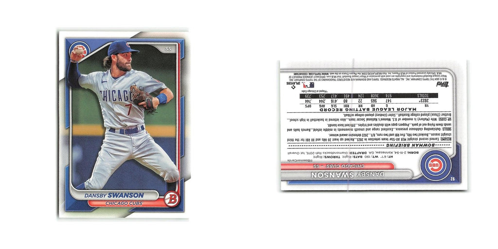 Dansby Swanson 2024 Bowman #92 Chicago Cubs Baseball Card NM