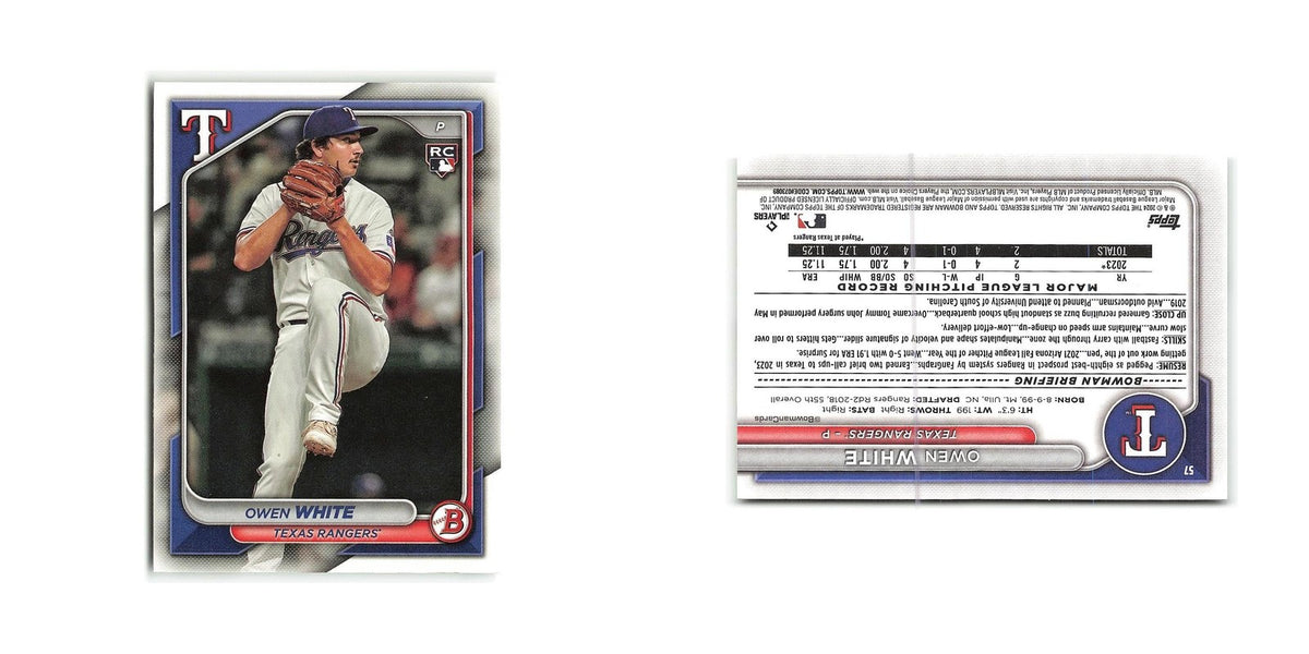 Owen White Rookie 2024 Bowman #57 Texas Rangers Baseball Card NM