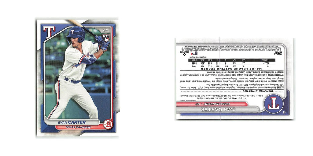 Evan Carter Rookie 2024 Bowman #46 Texas Rangers Baseball Card NM