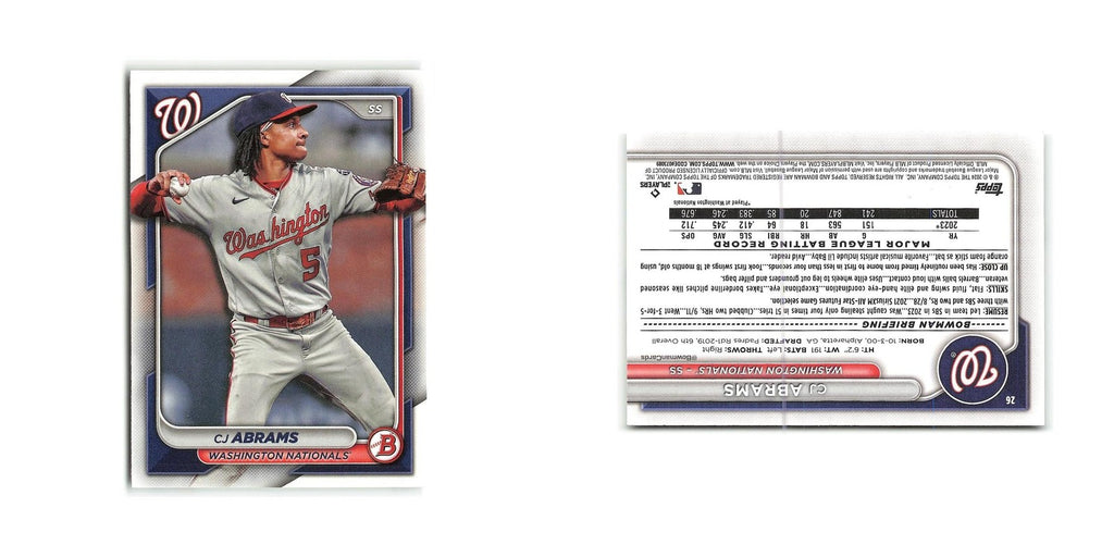 CJ Abrams 2024 Bowman #26 Washington Nationals Baseball Card NM