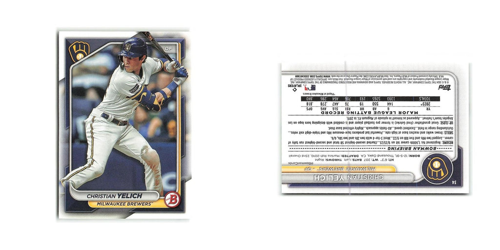 Christian Yelich 2024 Bowman #34 Milwaukee Brewers Baseball Card NM