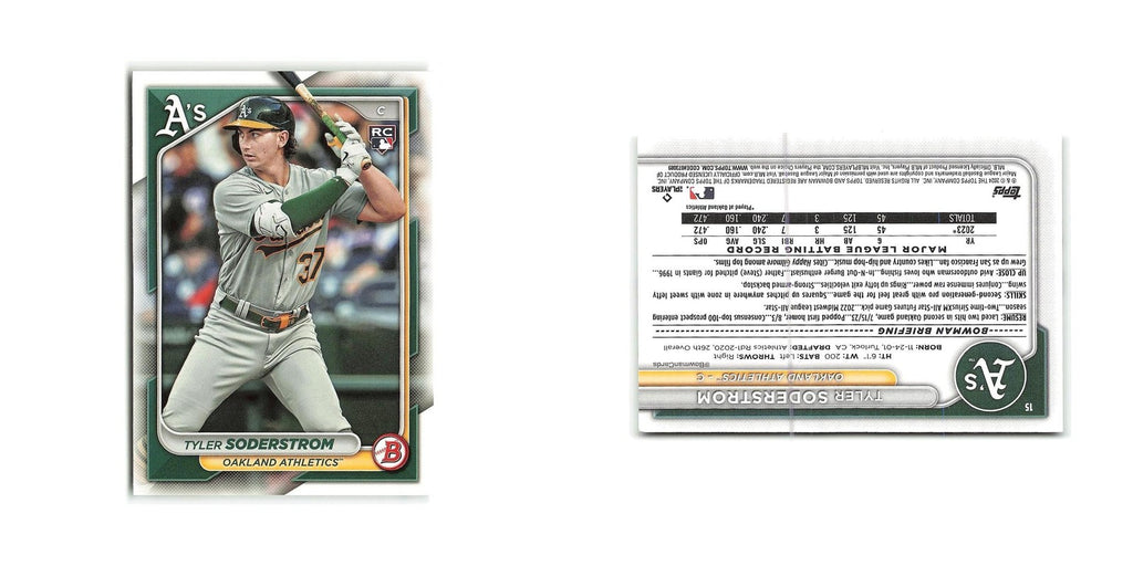 Tyler Soderstrom Rookie 2024 Bowman #15 Oakland Athletics Baseball Card NM