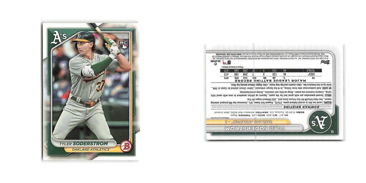 Tyler Soderstrom Rookie 2024 Bowman #15 Oakland Athletics Baseball Card NM