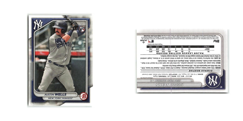 Austin Wells 2024 Bowman #87 New York Yankees Baseball Card NM