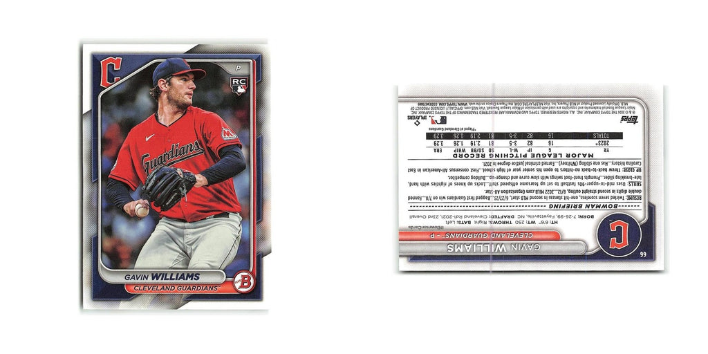 Gavin Williams Rookie 2024 Bowman #66 Cleveland Guardians Baseball Card NM