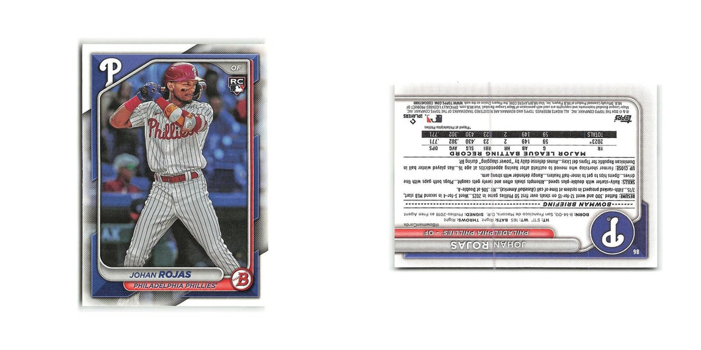 Johan Rojas Rookie 2024 Bowman #86 Philadelphia Phillies Baseball Card NM