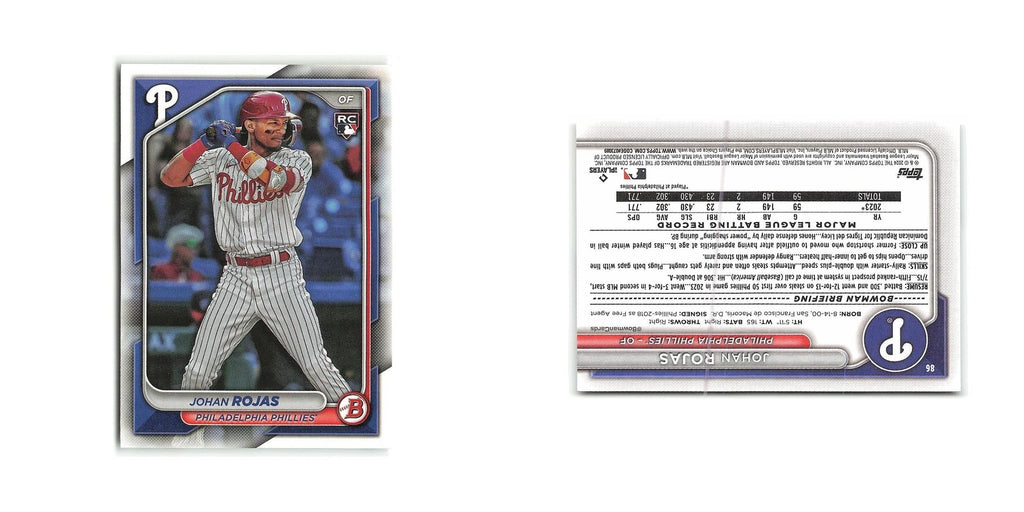 Johan Rojas Rookie 2024 Bowman #86 Philadelphia Phillies Baseball Card NM