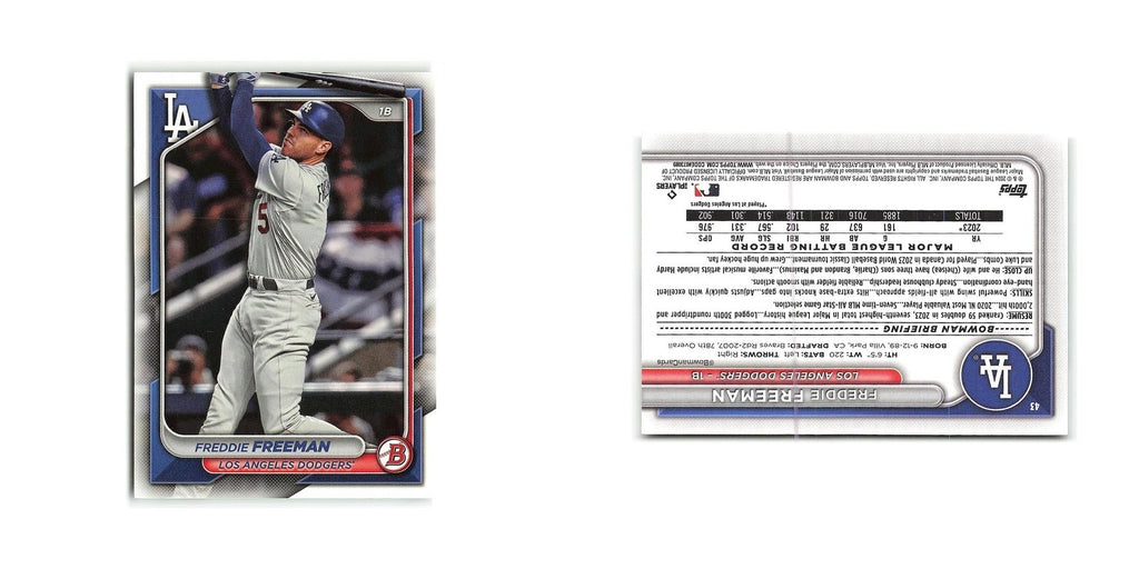 Freddie Freeman 2024 Bowman #43 Los Angeles Dodgers Baseball Card NM