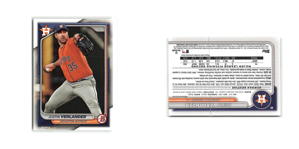 Justin Verlander 2024 Bowman #48 Houston Astros Baseball Card NM