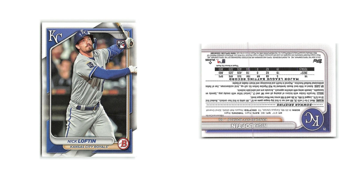 Nick Loftin Rookie 2024 Bowman #71 Kansas City Royals Baseball Card NM