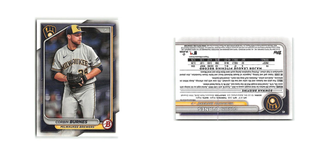 Corbin Burnes 2024 Bowman #45 Milwaukee Brewers Baseball Card NM