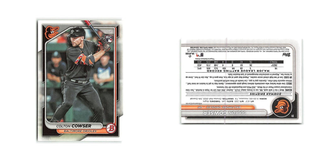 Colton Cowser Rookie 2024 Bowman #31 Baltimore Orioles Baseball Card NM