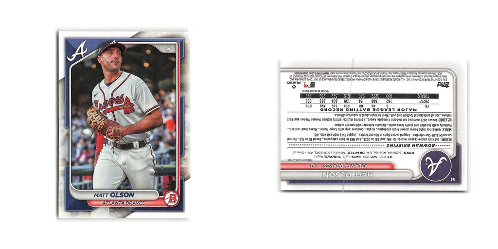 Matt Olson 2024 Bowman #54 Atlanta Braves Baseball Card NM
