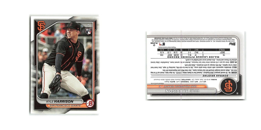 Kyle Harrison Rookie 2024 Bowman #11 San Francisco Giants Baseball Card NM