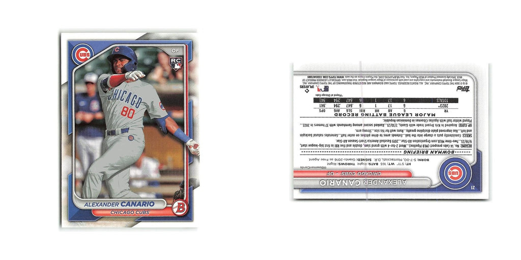 Alexander Canario Rookie 2024 Bowman #21 Chicago Cubs Baseball Card NM