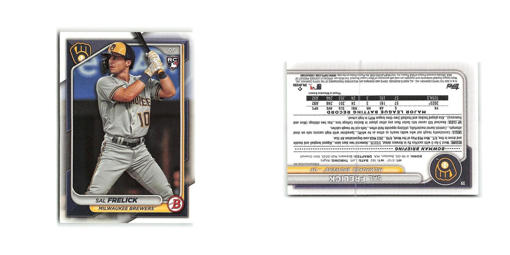 Sal Frelick 2024 Bowman #39 Milwaukee Brewers Baseball Card NM