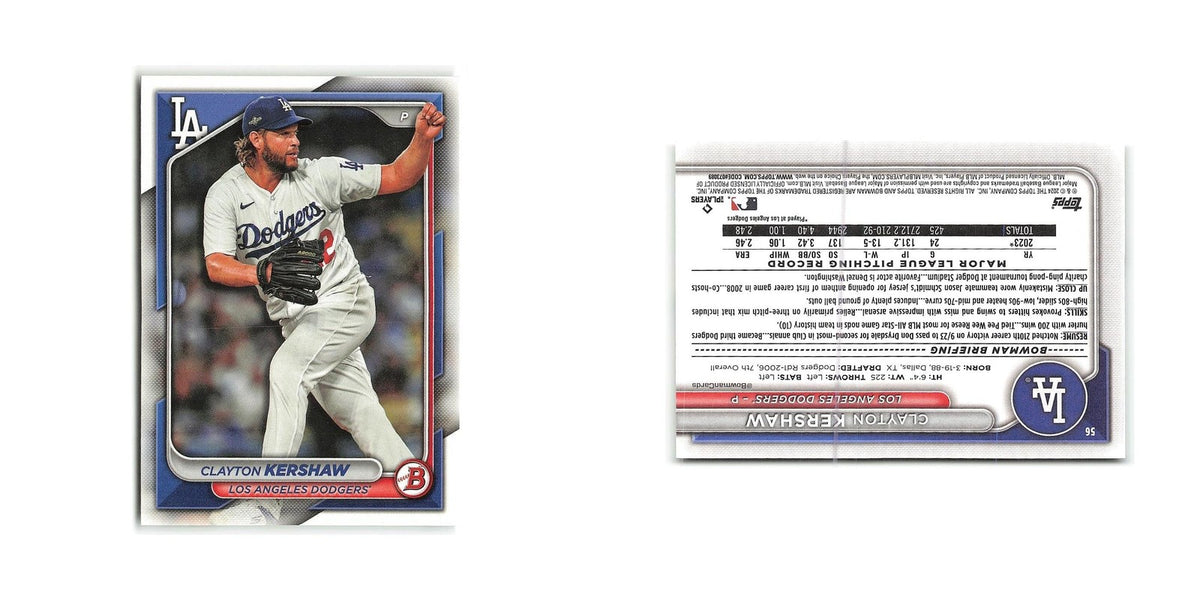 Clayton Kershaw 2024 Bowman #56 Los Angeles Dodgers Baseball Card NM