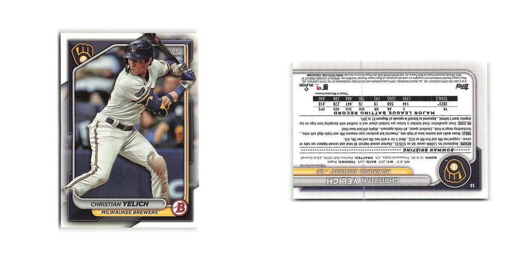 Christian Yelich 2024 Bowman #34 Milwaukee Brewers Baseball Card NM