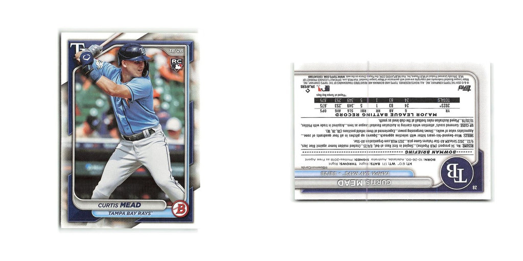Curtis Mead Rookie 2024 Bowman #28 Tampa Bay Rays Baseball Card NM