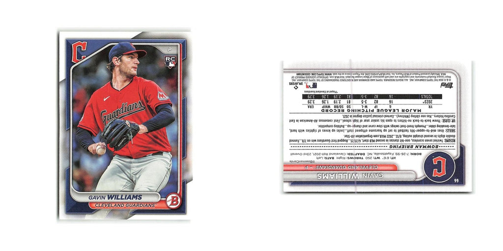Gavin Williams Rookie 2024 Bowman #66 Cleveland Guardians Baseball Card NM
