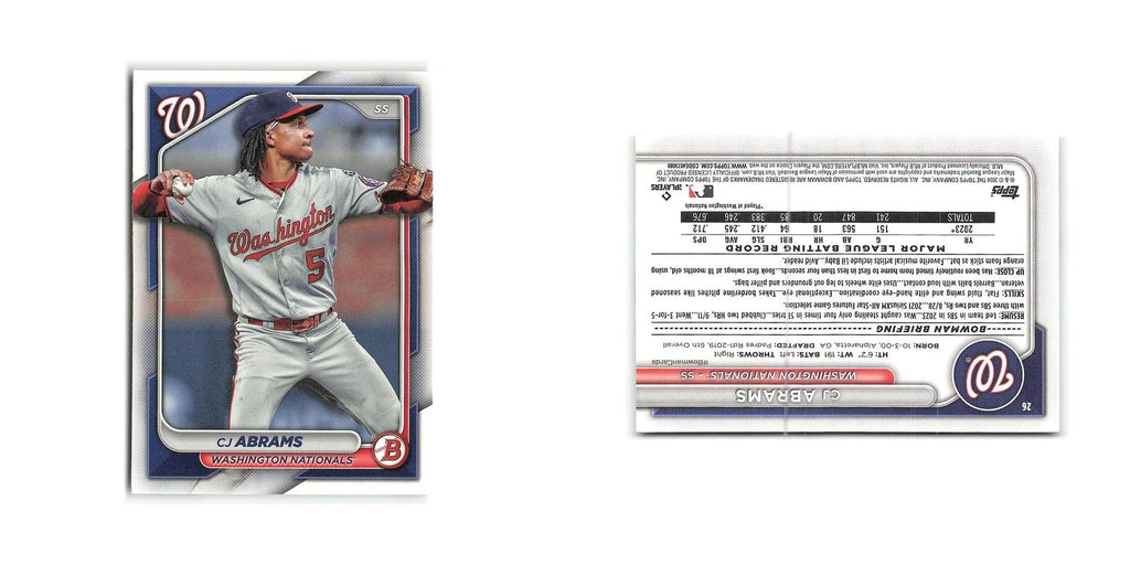 CJ Abrams 2024 Bowman #26 Washington Nationals Baseball Card NM