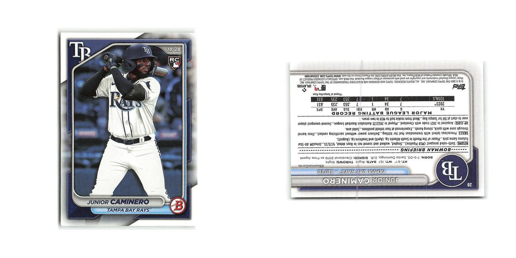 Junior Caminero Rookie 2024 Bowman #20 Tampa Bay Rays Baseball Card NM