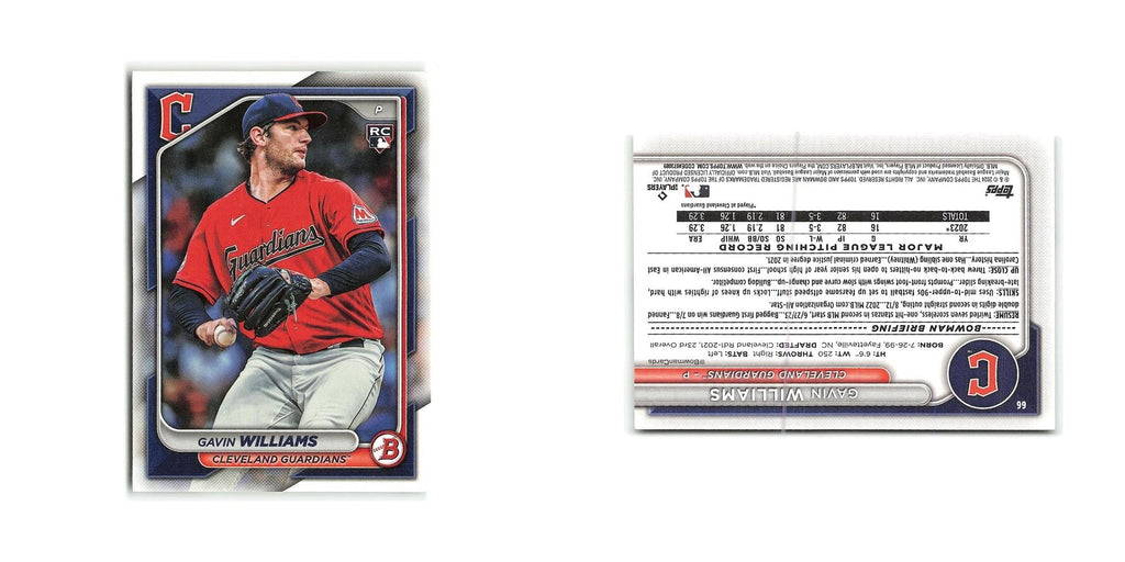 Gavin Williams Rookie 2024 Bowman #66 Cleveland Guardians Baseball Card NM