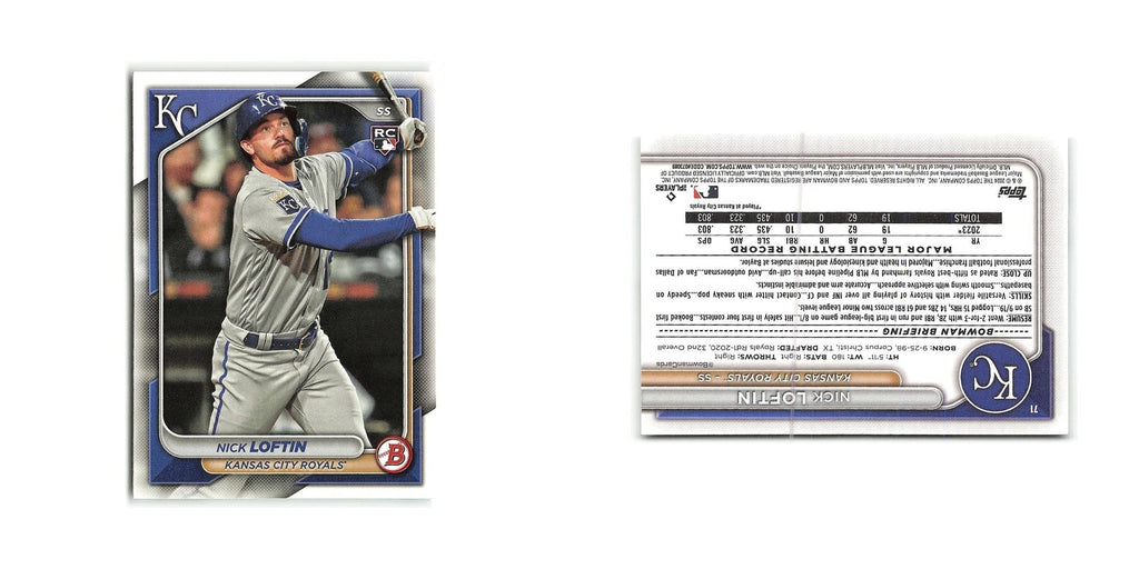 Nick Loftin Rookie 2024 Bowman #71 Kansas City Royals Baseball Card NM