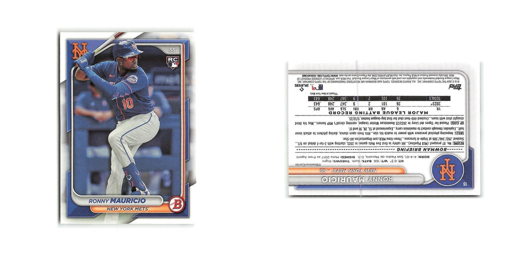 Ronny Mauricio Rookie 2024 Bowman #13 New York Mets Baseball Card NM