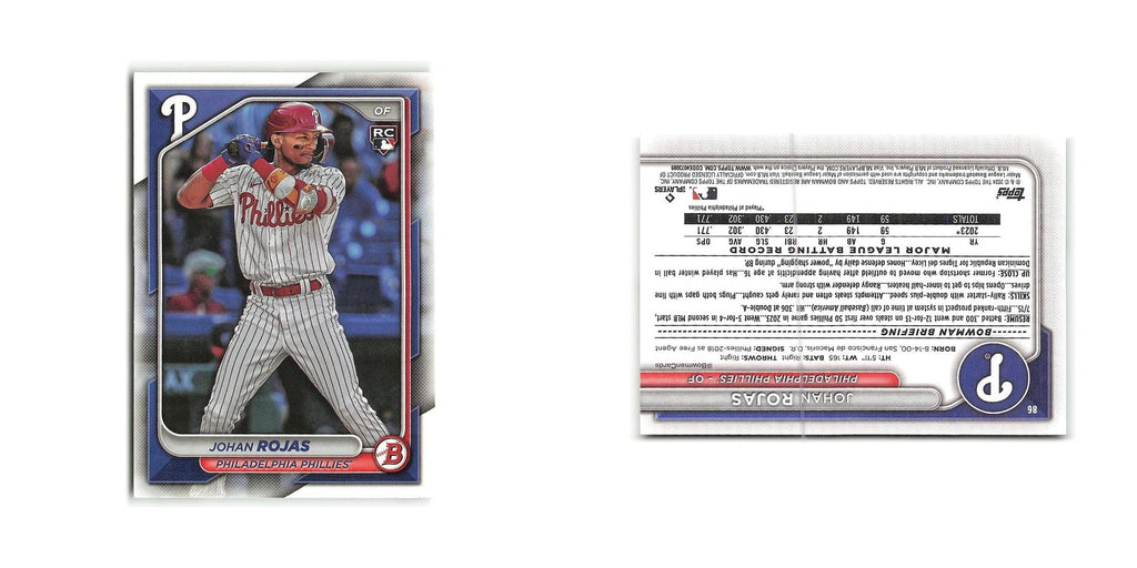 Johan Rojas Rookie 2024 Bowman #86 Philadelphia Phillies Baseball Card NM