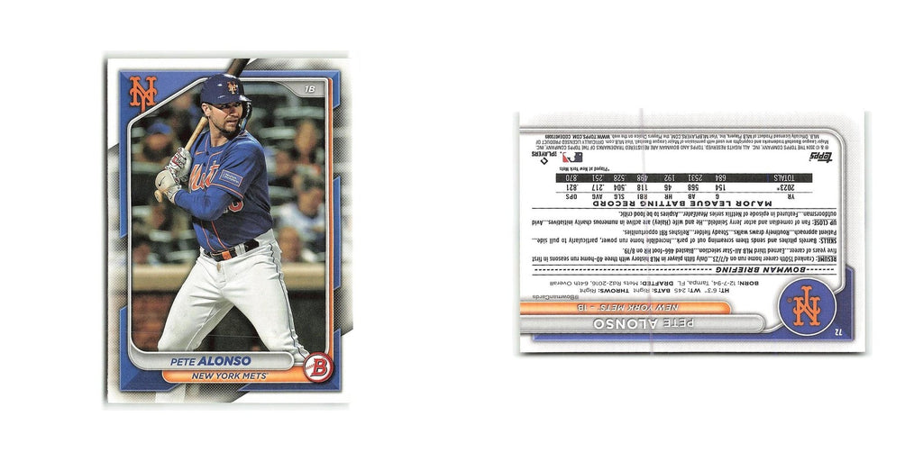 Pete Alonso 2024 Bowman #72 New York Mets Baseball Card NM
