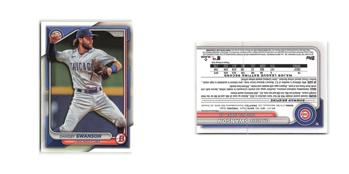 Dansby Swanson 2024 Bowman #92 Chicago Cubs Baseball Card NM