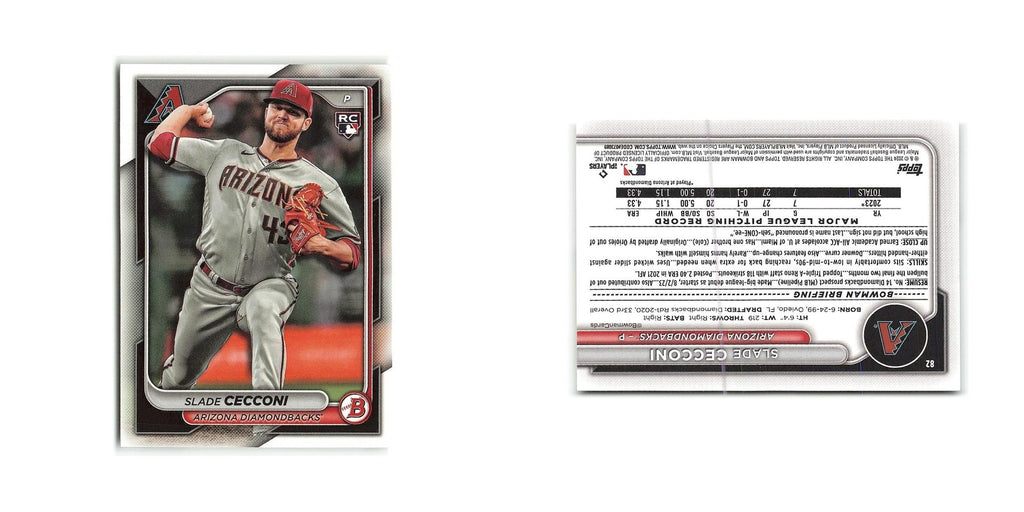 Slade Cecconi Rookie 2024 Bowman #82 Arizona Diamondbacks Baseball Card NM