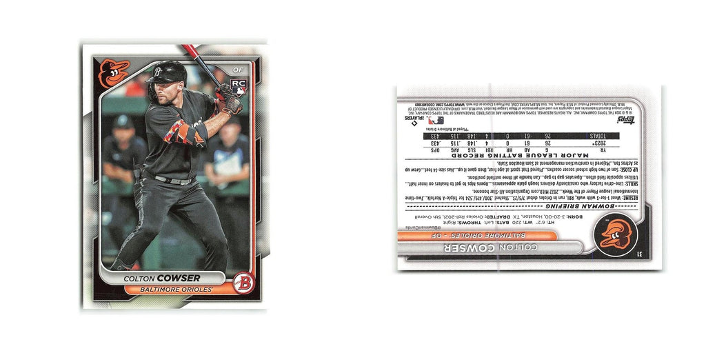 Colton Cowser Rookie 2024 Bowman #31 Baltimore Orioles Baseball Card NM