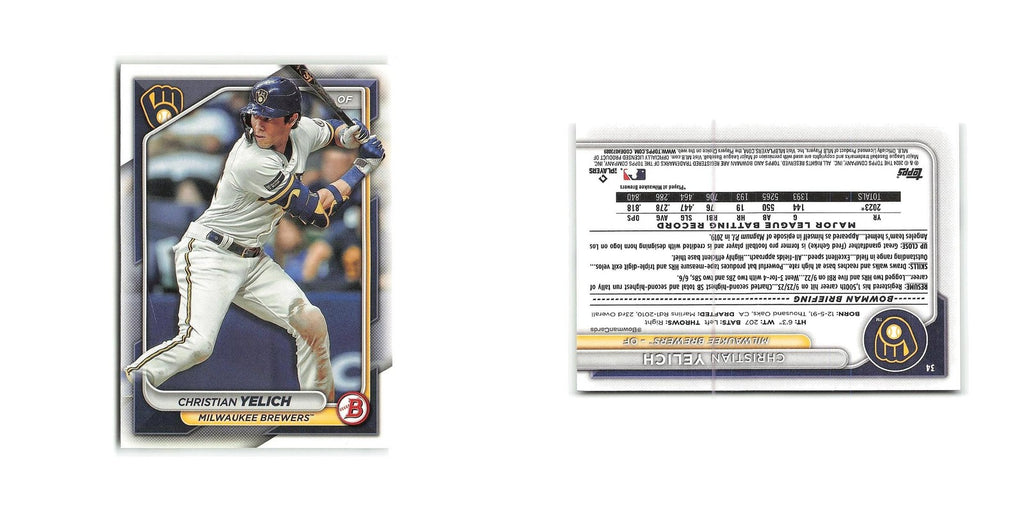 Christian Yelich 2024 Bowman #34 Milwaukee Brewers Baseball Card NM