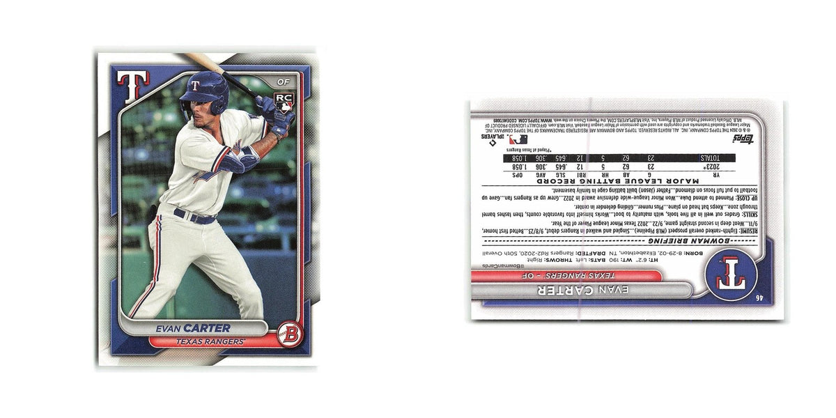 Evan Carter Rookie 2024 Bowman #46 Texas Rangers Baseball Card NM