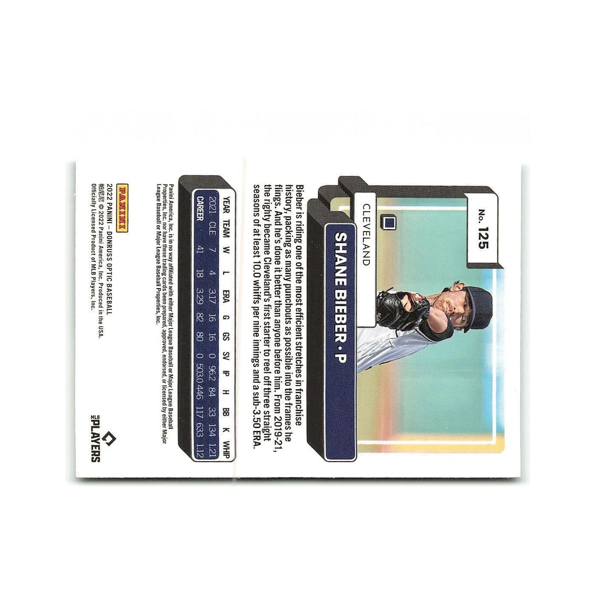 Shane Bieber 2022 Donruss Optic #125 Cleveland Guardians Baseball Card NM