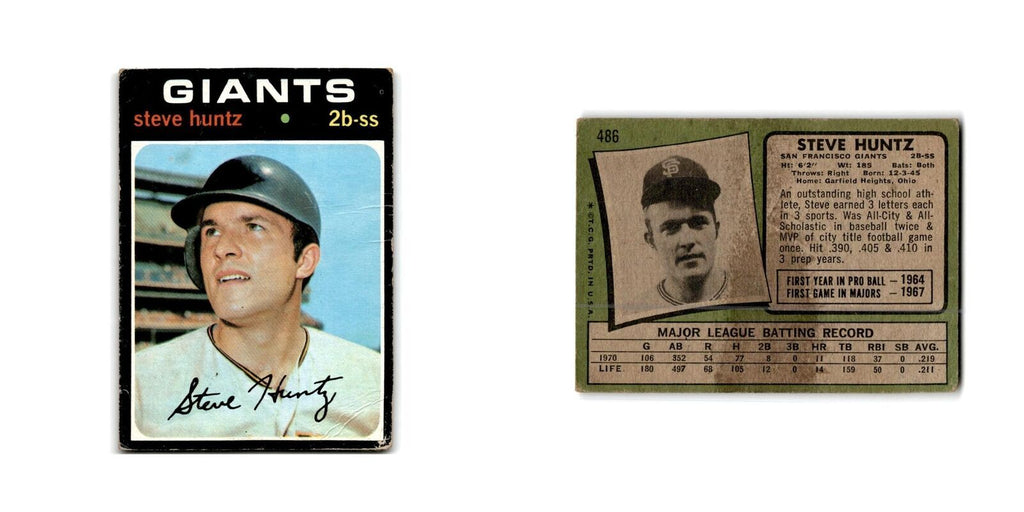 Steve Huntz 1971 Topps #486 San Francisco Giants Baseball Card Poor