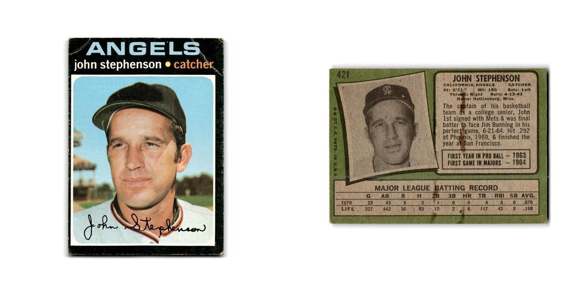 John Stephenson 1971 Topps #421 California Angels Baseball Card Poor