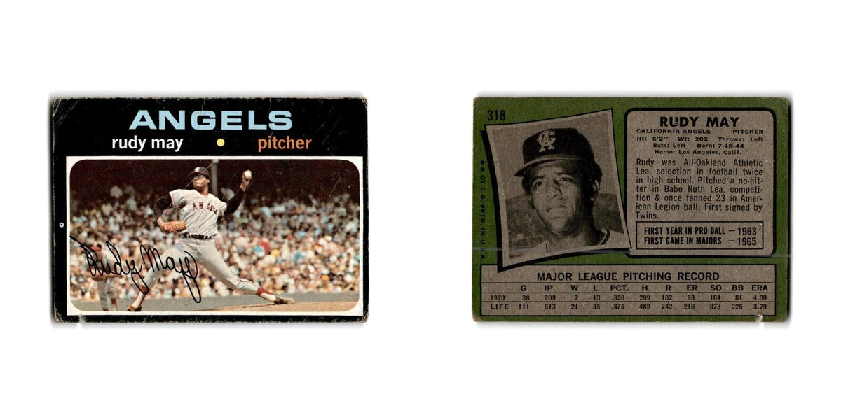 Rudy May 1971 Topps #318 California Angels Baseball Card Poor