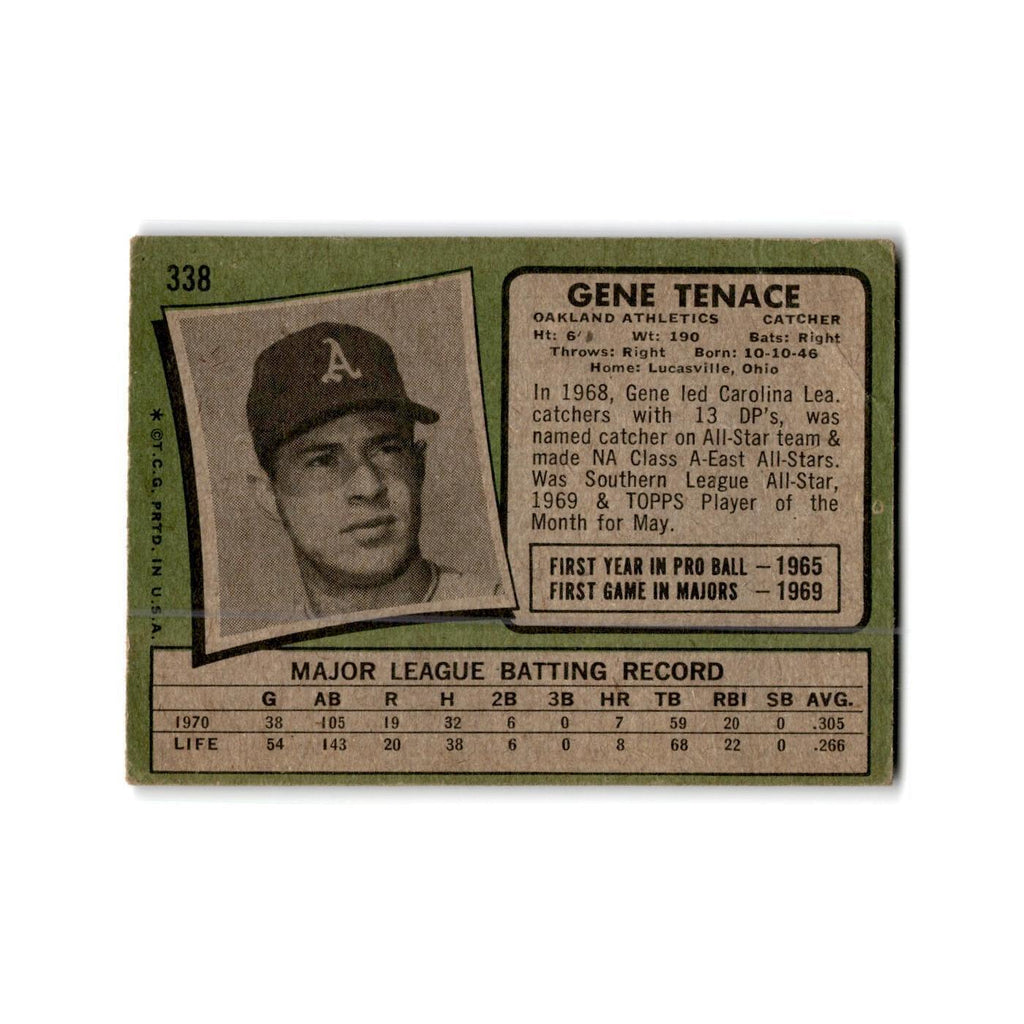 Gene Tenace 1971 Topps #338 Oakland Athletics Baseball Card Poor