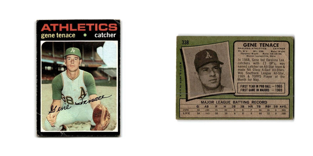 Gene Tenace 1971 Topps #338 Oakland Athletics Baseball Card Poor