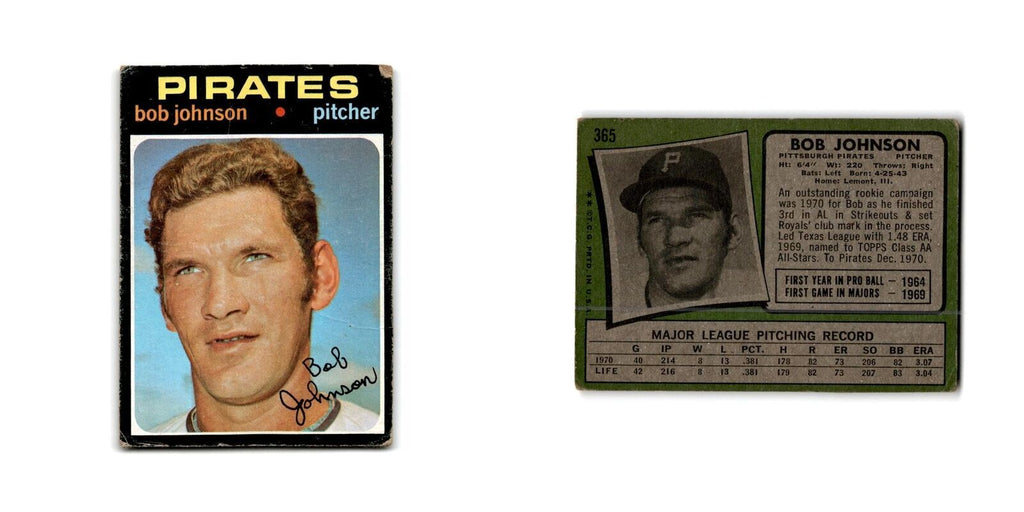 Bob Johnson 1971 Topps #365 Pittsburgh Pirates Baseball Card Poor
