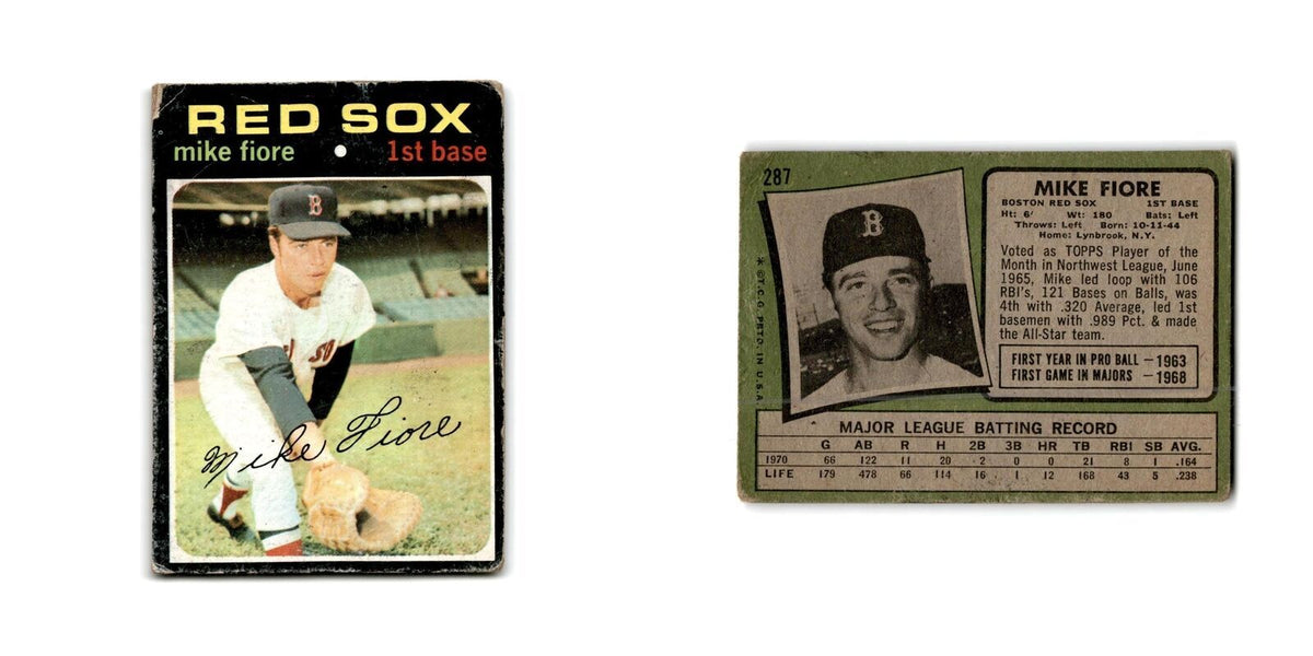Mike Fiore 1971 Topps #287 Boston Red Sox Baseball Card Poor