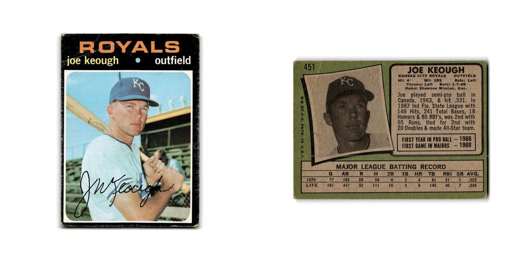 Joe Keough 1971 Topps #451 Kansas City Royals Baseball Card Poor