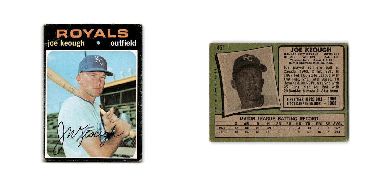 Joe Keough 1971 Topps #451 Kansas City Royals Baseball Card Poor