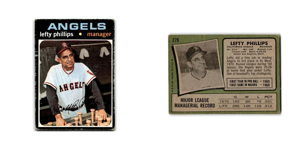Lefty Phillips 1971 Topps #279 California Angels Baseball Card Poor