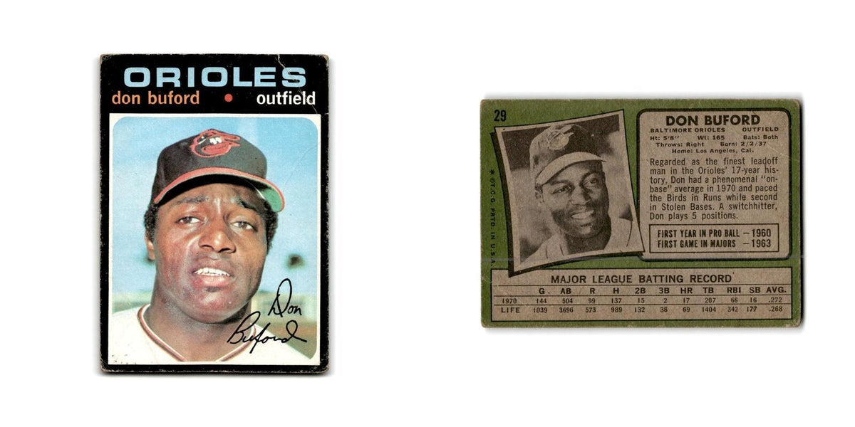 Don Buford 1971 Topps #29 Baltimore Orioles Baseball Card Poor