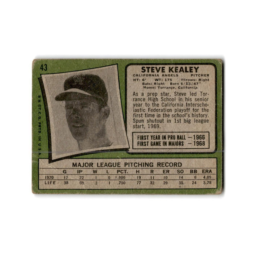 Steve Kealey 1971 Topps #43 California Angels Baseball Card Poor